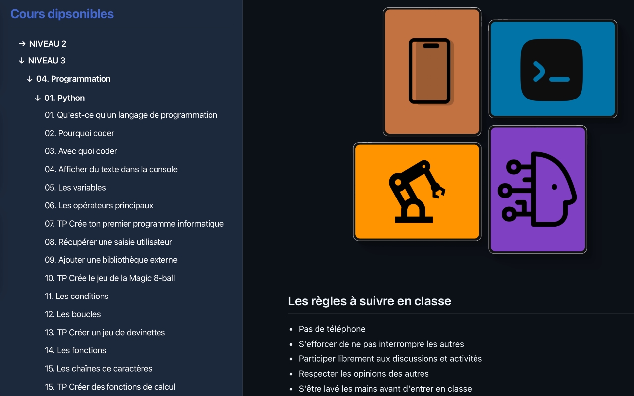 Illustration présentant la plateforme web des cours de l'EDSN