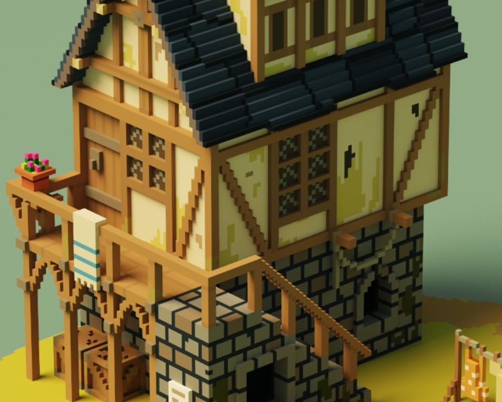 Illustration cours de modélisation 3D en voxels